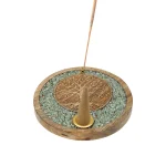 Wierookkegelhouder Tree of life amazoniet mangohout - 10 cm - Afbeelding 4