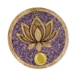 Wierookkegelhouder Lotus amethist mangohout - 10 cm - Afbeelding 2