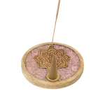 Wierookkegelhouder Mandala rozenkwarts mangohout - ± 10 cm - Afbeelding 3