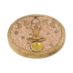 Wierookkegelhouder Godin maanfasen roze maansteen mangohout - ± 10 cm