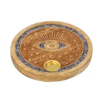 Wierookkegelhouder Spiritueel oog sodaliet mangohout - 10 cm