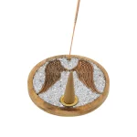 Wierookkegelhouder Engelenvleugels angeliet mangohout - 10 cm - Afbeelding 3