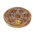 Wierookkegelhouder 7 Chakra's gemengde chakrastenen mangohout - 10 cm