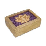 Tarot sieradendoos Lotus amethist mangohout - ± 18 cm x14 cm x 7 cm