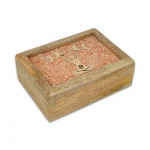 Tarot sieradendoos Godin maanfasen roze maansteen mangohout - ± 18 cm x 14 cm x 7 cm