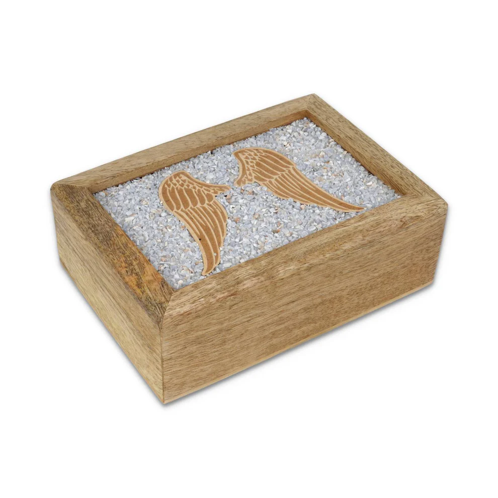 78462 Tarot sieradendoos Engelenvleugels angeliet mangohout - ± 18 cm x 14 cm x 7 cm - Afbeelding 1