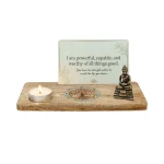 Kaarthouder Tree of life amazoniet mangohout - ± 21,5 cm x 13 cm - Afbeelding 4