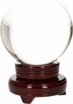 Glazen bol/kristallen bol - waarzeggers/waarzegsters decoratie - 10 cm - op houten voet - Afbeelding 3