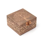 Sieradendoos Levensboom koperkleur - 10 cm x 10 cm  x 5,5 cm