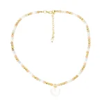 Verstelbare halsketting hart, roze maansteen, morganiet, witte maansteen & hematiet - 37 cm - Afbeelding 3