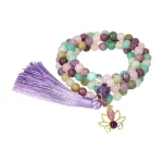 Mala lotus, lepidoliet, amazoniet, witte agaat & rozenkwarts - 42 cm