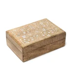 Tarotdoos Mystiek Ontwerp Mangohout Whitewash - 18 cm x 12 cm x 6 cm