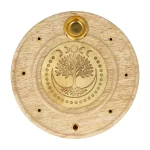 Wierookbrander rond Levensboom mangohout messing - Ø 10 cm x 1 cm - Afbeelding 2