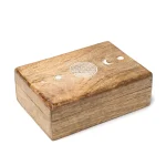 Tarotdoos Bloem des Levens Mangohout Whitewash - 18 cm x 12 cm x 6 cm