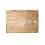 Tarotdoos Bloem des Levens Mangohout Whitewash - 18 cm x 12 cm x 6 cm - Afbeelding 2