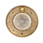 Ronde Wierookhouder Alziend Oog Mangohout Whitewash - Ø10 cm - Afbeelding 2
