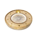 Ronde Wierookhouder Alziend Oog Mangohout Whitewash - Ø10 cm