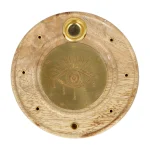 Wierookbrander rond Alziend Oog mangohout messing - Ø 10 cm x 1 cm - Afbeelding 2