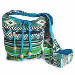 Jacquard Schoudertas - Teal - 20 cm x 22 cm
