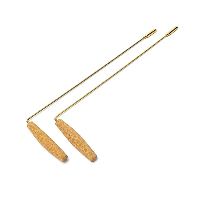 16236 (1) Wichelroede (paar) messing/kurk - 40 cm - Afbeelding 1