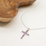 Indiase Devotie Hangers - Verzilverd (45cm Ketting) - Amethist Kruisbeeld - Afbeelding 3