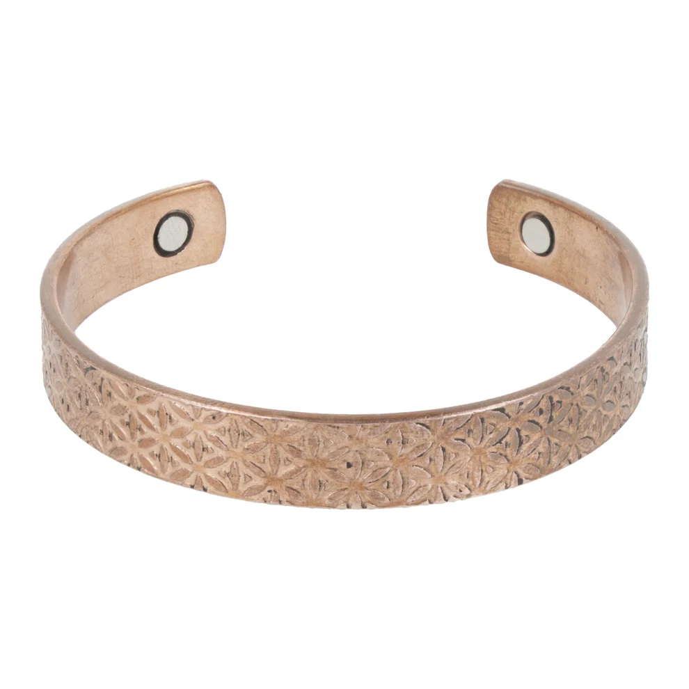 2620 Armband koper Bloem des Levens motief magnetisch - Afbeelding 1