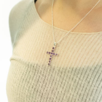 Indiase Devotie Hangers - Verzilverd (45cm Ketting) - Amethist Kruisbeeld - Afbeelding 6