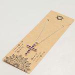 Indiase Devotie Hangers - Verzilverd (45cm Ketting) - Amethist Kruisbeeld - Afbeelding 2
